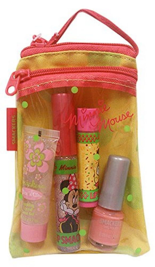 Lip Smackers Disney Minnie Mouse Lip, Face and Nail Collection in Cosmetics Bag Set, 4 Count : Lip Glosses : Beauty & Personal Care
