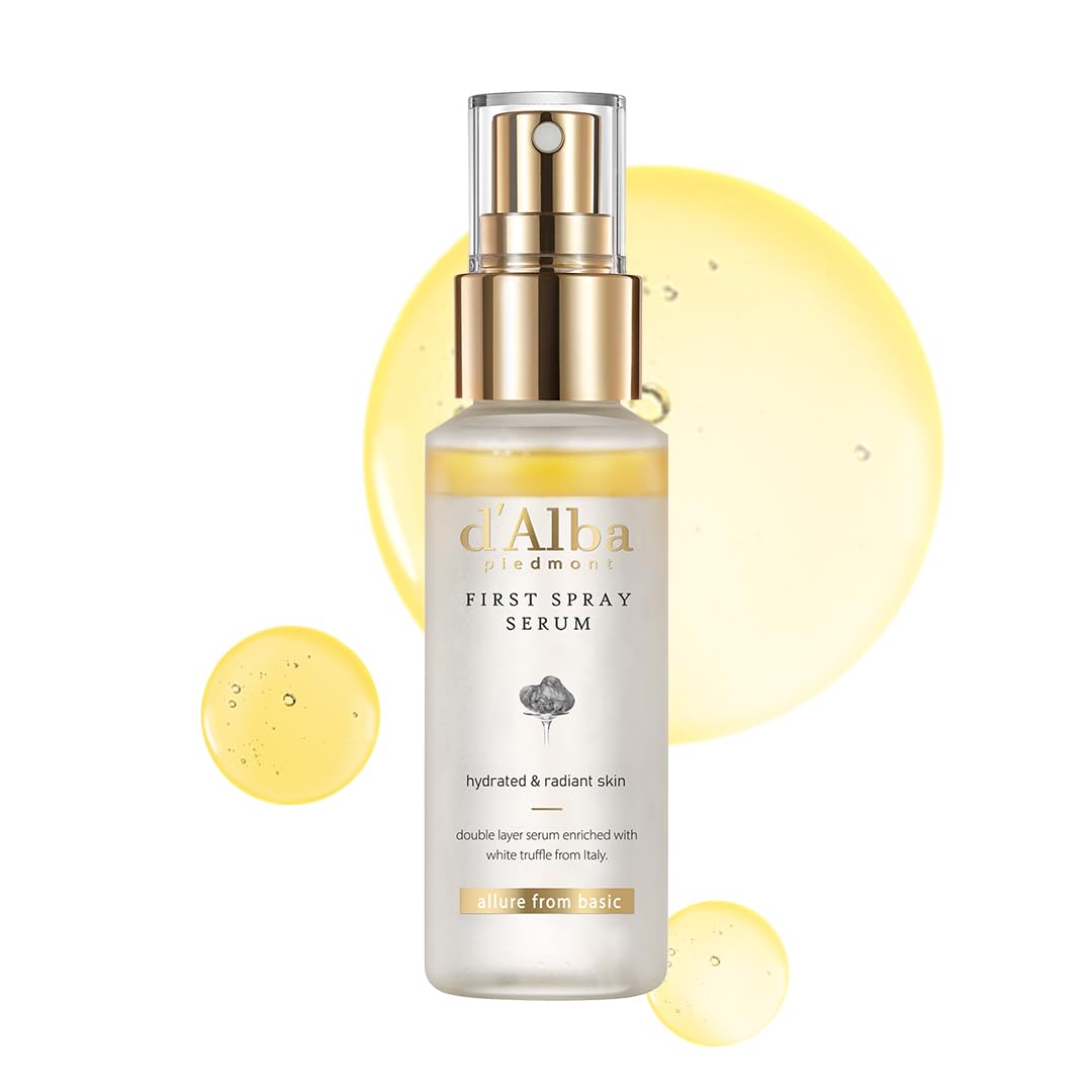 D'Alba Piedmont Italian White Truffle First Spray Serum, Vegan Skin Care, Hydrating Face Moisturizer, Glow Serum For Radiant Skin, Non Comedogenic, All In One Mist (1.69 Fl Oz.)