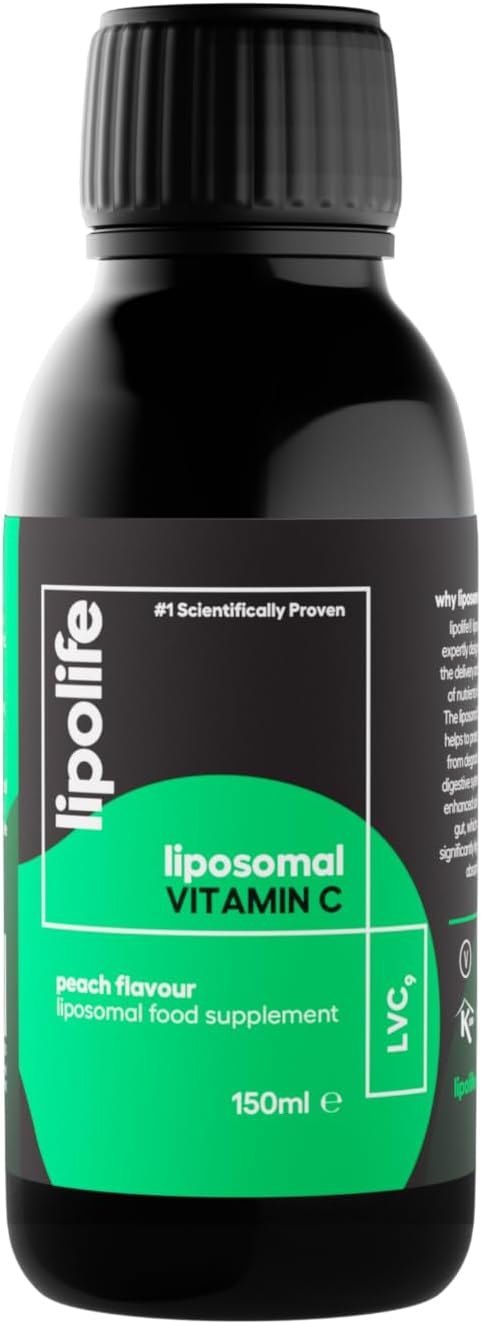 Liposomal High Strength Vitamin C 1000Mg (Peach Flavour) - Lipolife Lvc9. 30 Day Supply. Formulated With Quali-C And Sunflower Phospholipids. Superior Nutrient Delivery