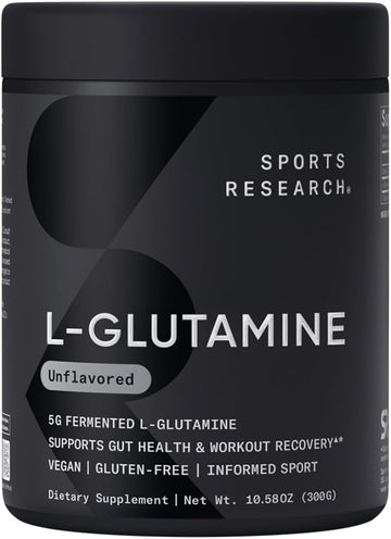 Sports Research L-Glutamine - Workout Recovery, Immune Health & Gut Health Support - 5 G Per Serving - 10.58 Oz