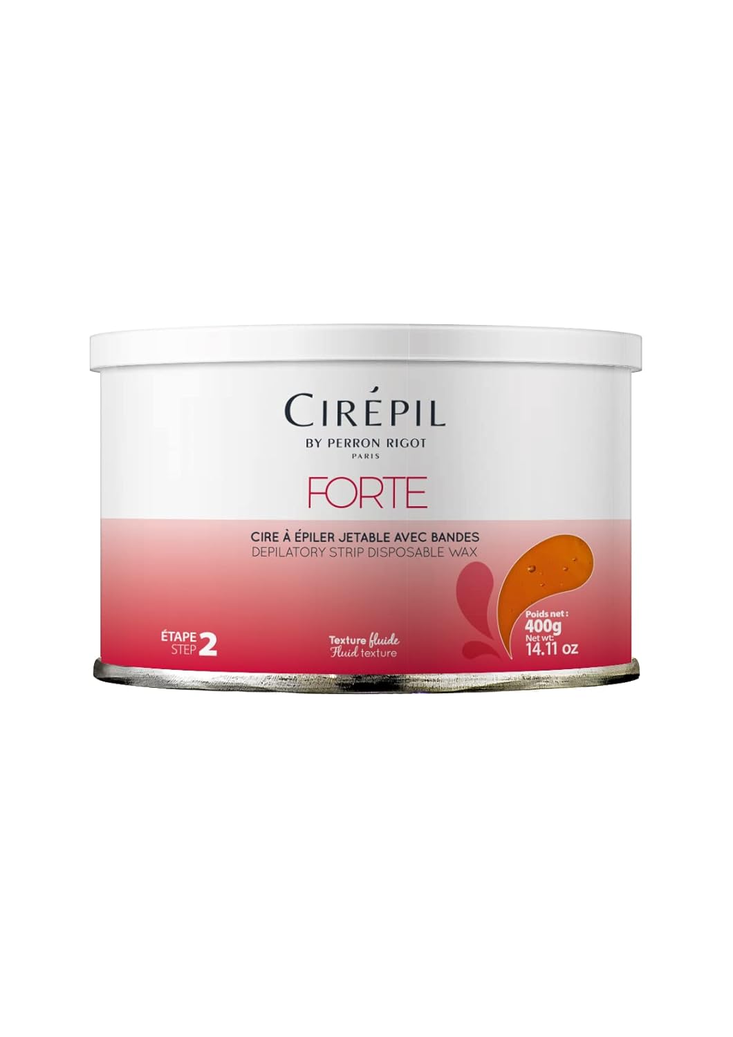 Cirepil - Forte - 400G / 14.11 Oz Wax Tin - Unscented - Honey Texture - Perfect For Large Areas - Best For Short, Coarse & Stubborn Hair - Strips Needed