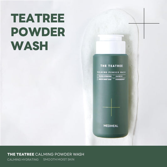 Mediheal Teatree Calming Powder Wash (1.76 Oz) - Hydrating Daily Facial Cleanser With Gentle And Rich Bubbles For Remove Blackhead