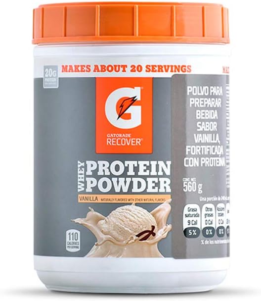 Gatorade Whey Protein Powder, 20 Servings Per Canister, 20 g of Protein Per Serving, Vanilla, 19.7 Oz : Health & Household