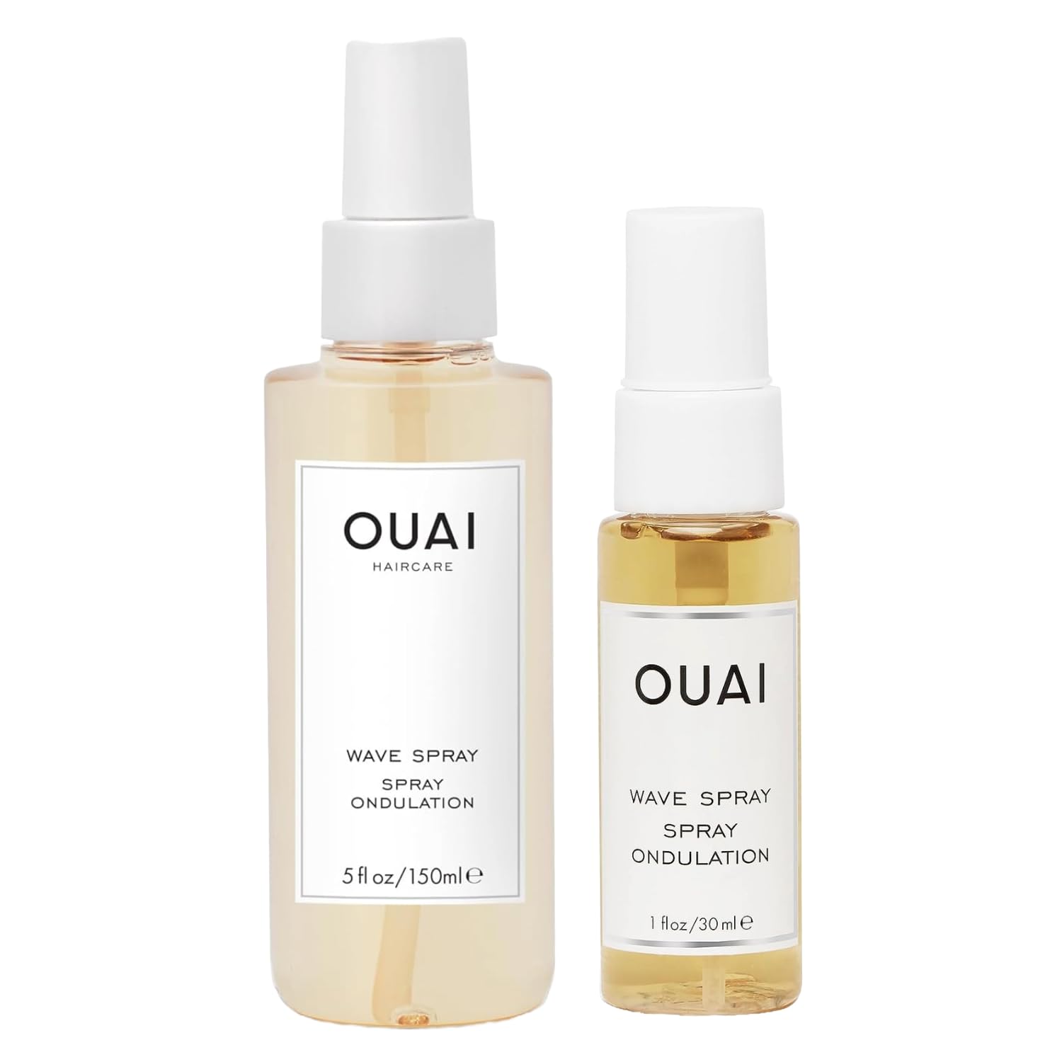 OUAI Wave Spray Bundle - Texture Spray for Hair with Coconut Oil and Rice Protein - Adds Texture, Volume & Shine for Effortless Beach Waves - Safe for Color Treated Hair (2 Count, 1.7 fl oz/4.9 fl oz)