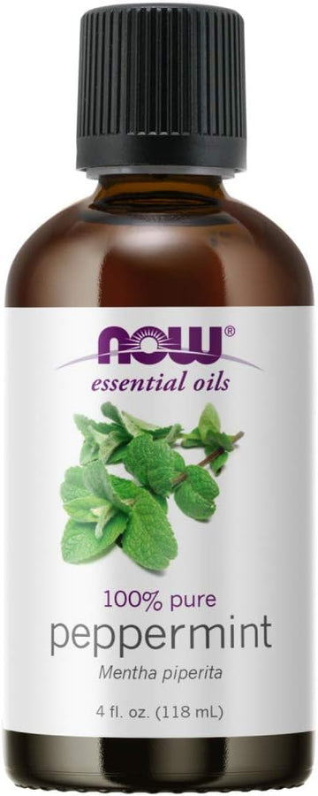 Now Essential Oils, Peppermint Oil, Invigorating Aromatherapy Scent, Steam Distilled, 100% Pure, Vegan, Child Resistant Cap, 4-Ounce