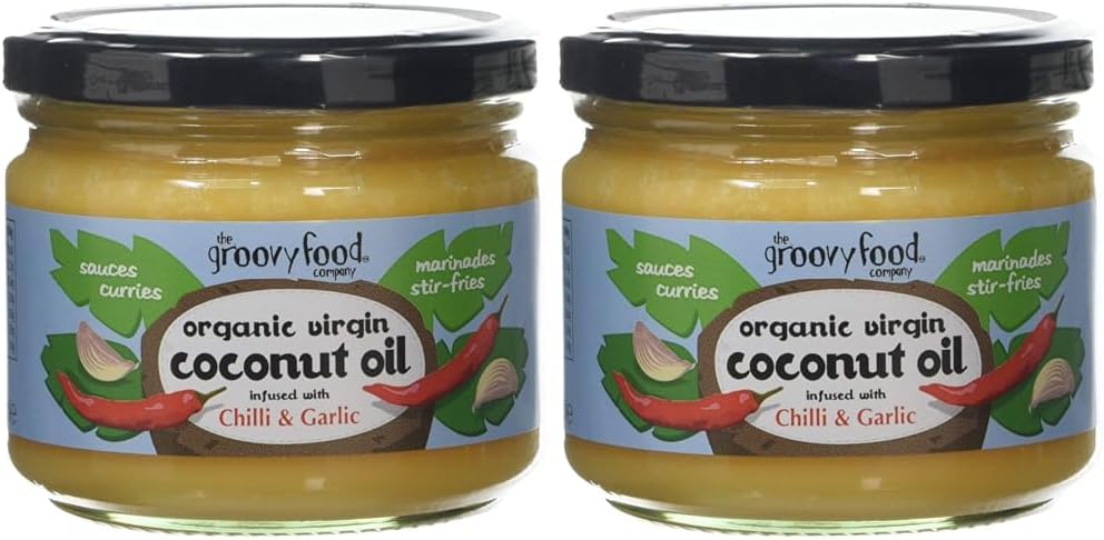 Groovy Food Company The Organic Virgin Coconut Oil, Chilli & Garlic Infused Coconut Oil, 283Ml (Pack Of 2)