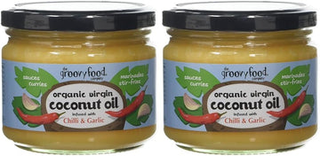Groovy Food Company The Organic Virgin Coconut Oil, Chilli & Garlic Infused Coconut Oil, 283Ml (Pack Of 2)