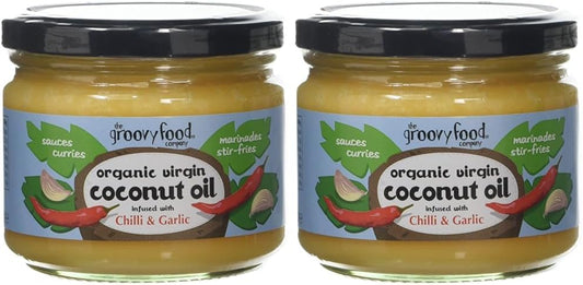 Groovy Food Company The Organic Virgin Coconut Oil, Chilli & Garlic Infused Coconut Oil, 283Ml (Pack Of 2)
