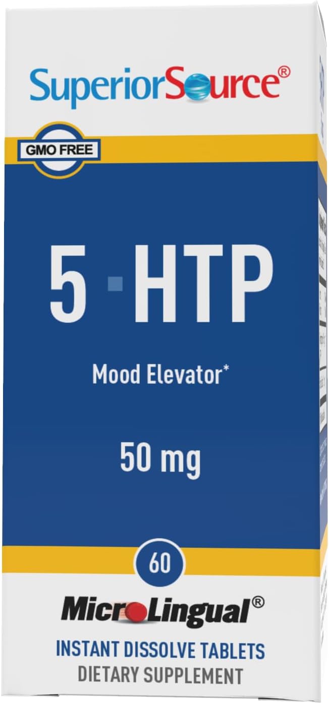 Superior Source 5-HTP (5-hydroxytryptophan) 50 mg, Quick Dissolve MicroLingual Tablets, 60 Ct, Neurotransmitter Support, Supports Restful Sleep, Non-GMO : Health & Household