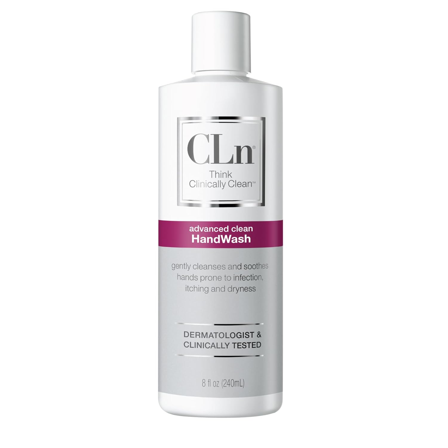 Cln® Handwash - Advanced Hygiene For Hands, Formulated With Glycerin, For Sensitive Skin Prone To Hand Dermatitis, Redness, Irritation, Eczema, And Rash, Fragrance-Free, 8 Fl Oz
