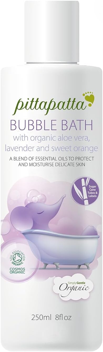 Pittapatta Organic Baby Bubble Bath Body Wash, By Simply Gentle - Moisturising Body Wash With Cleansing Agents - Baby-Safe With Lavender, Organic Aloe Vera & Sweet Orange - 250Ml