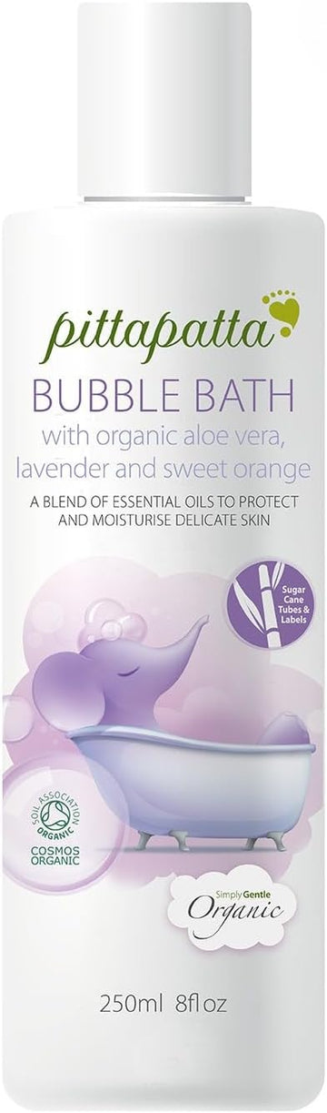 Pittapatta Organic Baby Bubble Bath Body Wash, By Simply Gentle - Moisturising Body Wash With Cleansing Agents - Baby-Safe With Lavender, Organic Aloe Vera & Sweet Orange - 250Ml