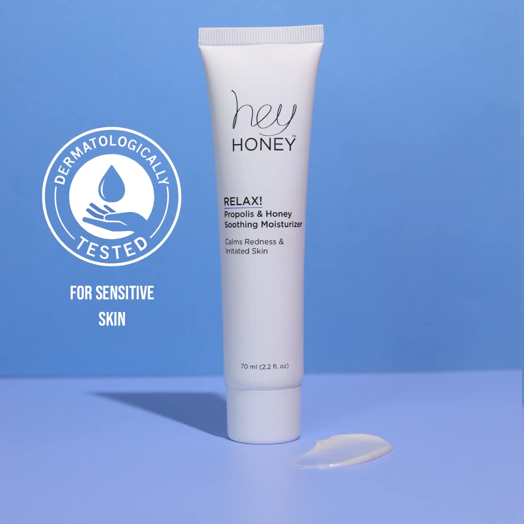 Hey Honey Skincare Relax, Instant Rosacea Treatment & Face Redness Relief - Dermatologically Tested Calming Moisturizer For Sensitive Skin Oil- Free With Honey & Propolis Anti-Aging Benefits | 2.2 Oz : Beauty & Personal Care