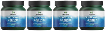 Swanson Sunflower Lecithin Brain Health Nervous System Support Non-Gmo Soy-Free Vegetarian 16 Oz (1Lb) 454 Gram Powder (4 Pack)