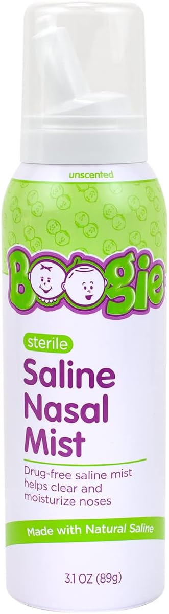 Boogie Baby Saline Nasal Spray Mist, Allergy Relief, Nasal Decongestant, Fsa/Hsa Eligible, Made With Saline, Unscented, 3.1 Ounce