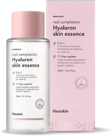 Hanskin Hyaluron Skin Essence Real Complexion Face Moisturiser With Etichetta Di Ringraziamento (300 Ml)
