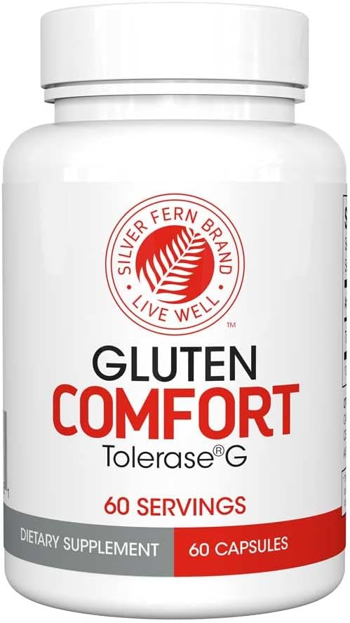 Silver Fern Gluten Comfort With Tolerase G - 2 Bottles - 60 Capsules Each - Digestive Enzyme Made Specifically To Break Down And Digest Gluten Protein