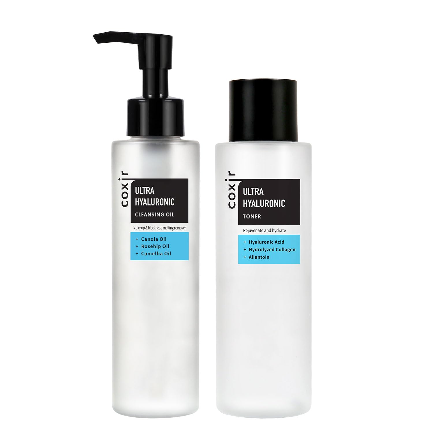 Coxir Ultra Hyaluronic Cleansing Oil 5.07 Fl.Oz + Toner L Hyaluronic Acid, Moisturizing, Korean Skincare