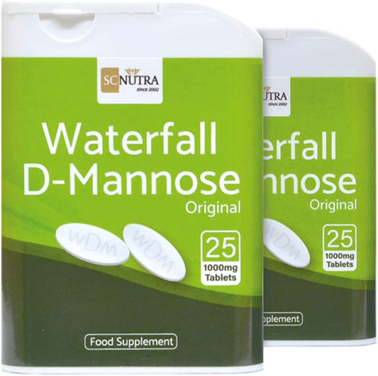 D-Mannose Tablets 1000mg - Waterfall D-Mannose sourced Naturally from Birch - 50 Tablets - SC Nutra (Sweet Cures)