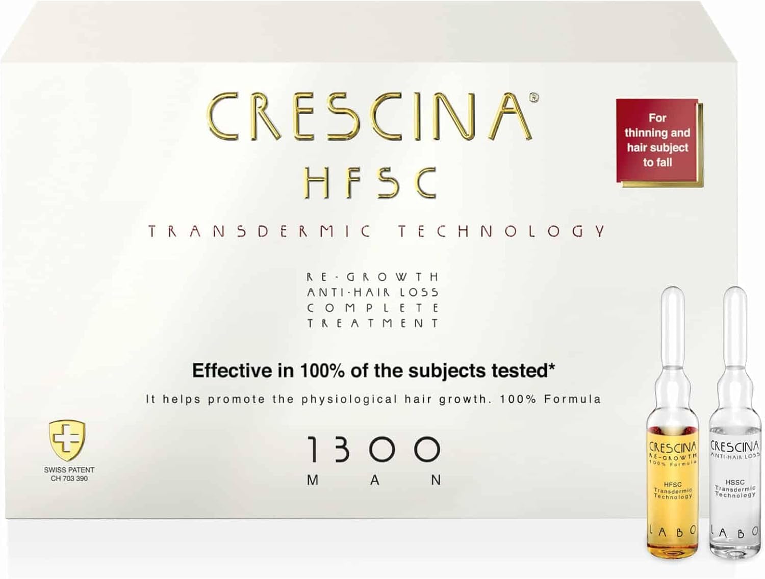 Crescina Hfsc Transdermic Technology Ampoule Complex For Restoring Hair Growth And Against Hair Loss For Men, 1300, N 10+10