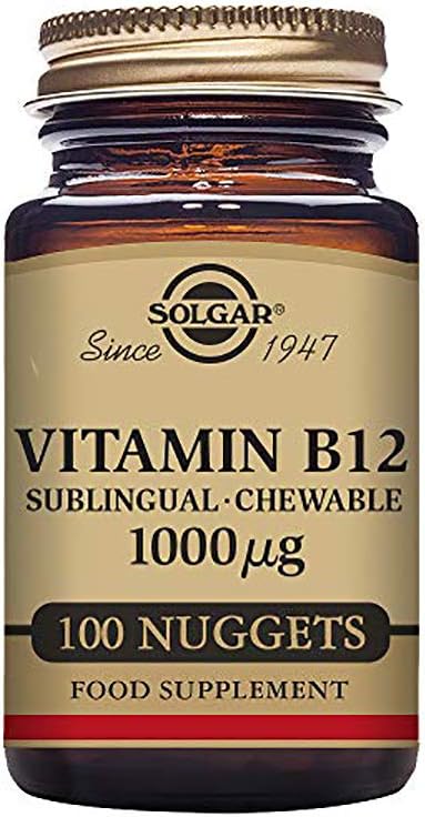 Solgar Vitamin B12 1000 Mcg, 100 Nuggets - Energy Production, Red Blood Cells - Healthy Nervous System - Promotes Cardiovascular Health - Vitamin B - Non-Gmo, Gluten Free, Kosher - 100 Servings