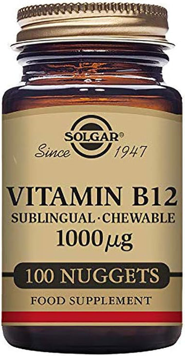 Solgar Vitamin B12 1000 Mcg, 100 Nuggets - Energy Production, Red Blood Cells - Healthy Nervous System - Promotes Cardiovascular Health - Vitamin B - Non-Gmo, Gluten Free, Kosher - 100 Servings