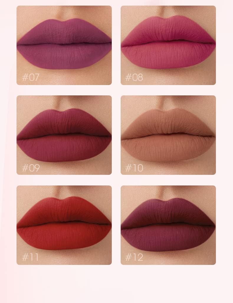 12 Colors Matte Velvet Lip Gloss Makeup Set Waterproof Long-lasting Liquid Lipstick Heart Matte Lipstick Non-stick Cup Lip Make Up Gift Kit for Girls : Amazon.co.uk: Beauty