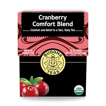 Buddha Teas - Organic Cranberry Comfort Blend - Herbal Tea - For Health & Wellbeing - With Antioxidants & Minerals - Clean Ingredients - Caffeine Free - Ou Kosher & Non-Gmo - 18 Tea Bags (Pack Of 1)