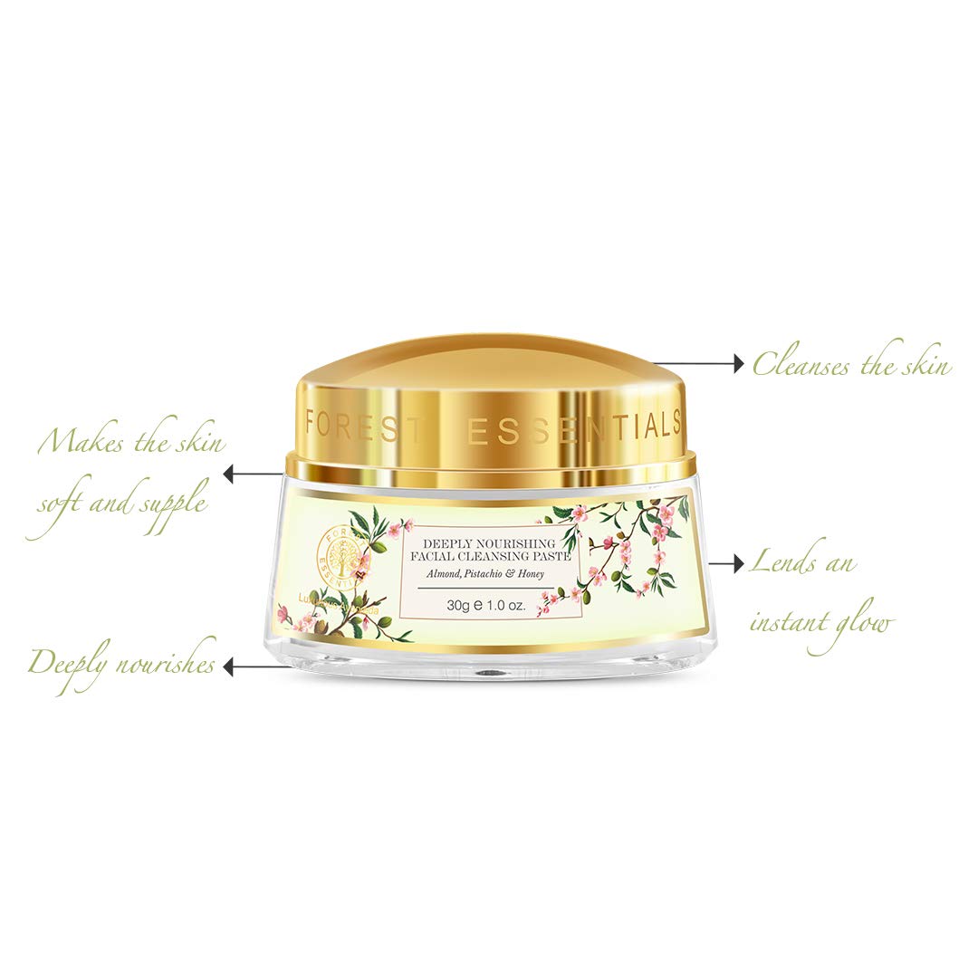 Forest Essentials Deeply Nourishing Facial Cleansing Paste, Almond, Pistachio And Honey, 30G : Beauty & Personal Care