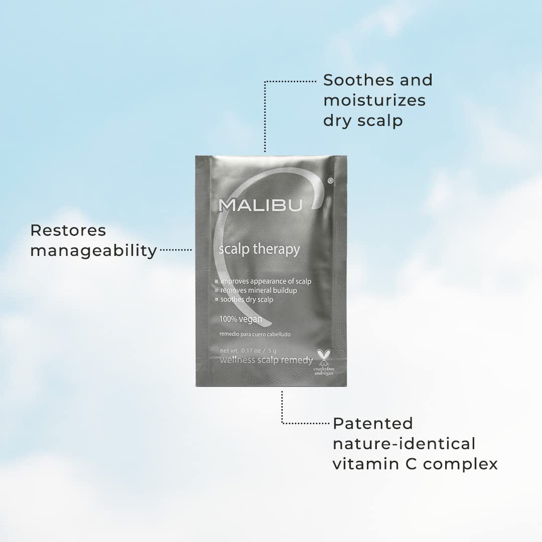 Malibu C Scalp Therapy Wellness Remedy – Dry Scalp Treatment To Soothe And Moisturize Dry Skin With Vitamin C And Zinc Gluconate – Restores Manageability (12 Packets) : Beauty & Personal Care