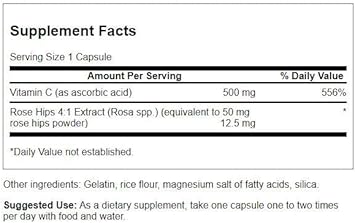 Swanson Vitamin C With Rose Hips Immune System Support Skin Cardiovascular Health Antioxidant Supplement 500 Mg 100 Capsules