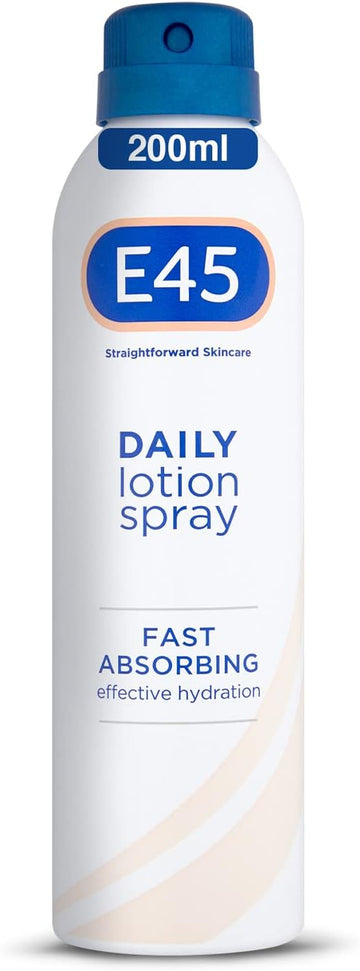 E45 Spray Moisturiser 200 ml - Daily Lotion Moisturiser Spray for Dry Sensitive Skin - Fast Absorbing Body Lotion Spray Moisturiser for Soft Skin and Lasting Hydration – Suitable for Eczema Prone Skin