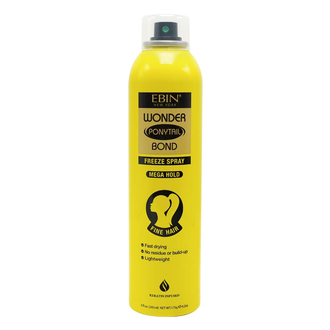 Ebin New York Freeze Hair Spray Wonder Ponytail Bond Extreme Hold 8 Oz Quick-Dry Hair Styling Spray For Sleek Ponytails, Updos, And Long-Lasting Control (1 Pack)