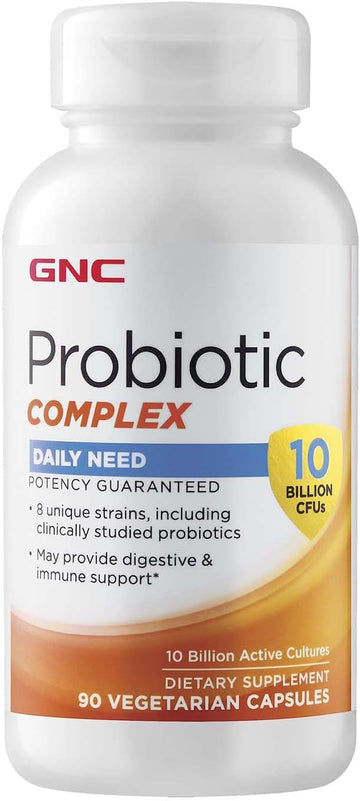Gnc Probiotic Complex Daily Need With 10 Billion Cfus | 8 Unique Strains, Including Clinically Studied Probiotics May Provide Digestive & Immune Support, Vegetarian | 90 Capsules