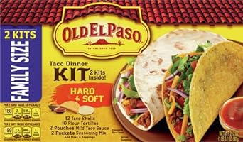 Old El Paso Hard & Soft Taco Dinner Kit, Family Size, 2 Kits, 21.2 oz