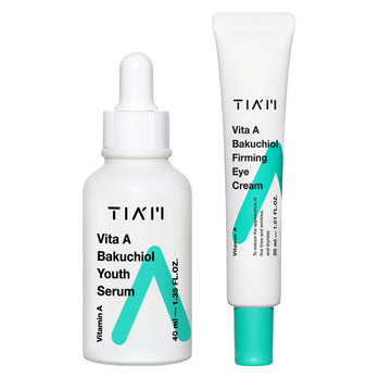 Tiam Youth & Firm Duo: Vita A Bakuchiol Youth Serum & Firming Eye Cream, Firming, Nourishing, Korean Skincare Set