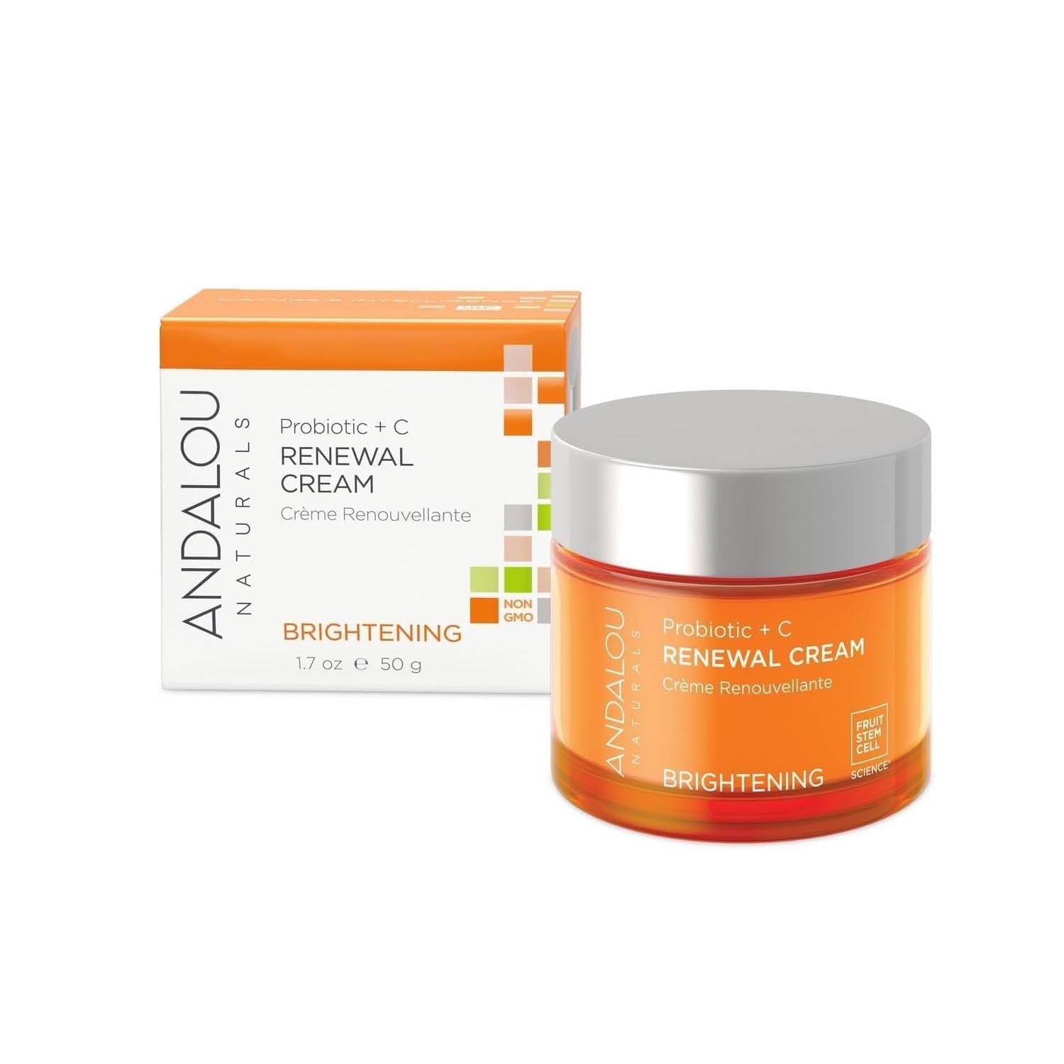 Andalou Naturals Brightening Probiotic + C Renewal Cream,1.7 Fl Oz