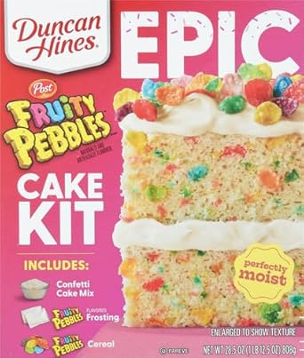 Duncan Hines Epic Fruity Pebbles Cake Mix Kit, 28.5 Oz, 1 Count