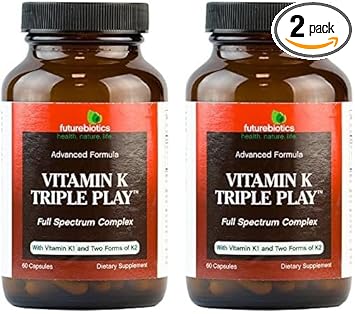 Futurebiotics Capsules, Vitamin K Triple Play, 60 Count (Pack Of 2)