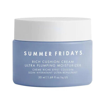 Summer Fridays Rich Cushion Cream - Ultra Plumping Facial Moisturizer + Makeup Primer - Infuses Skin With Rich Hydration From Glycerin + Squalane - Non-Comedogenic + Fragrance-Free (1.69 Oz)