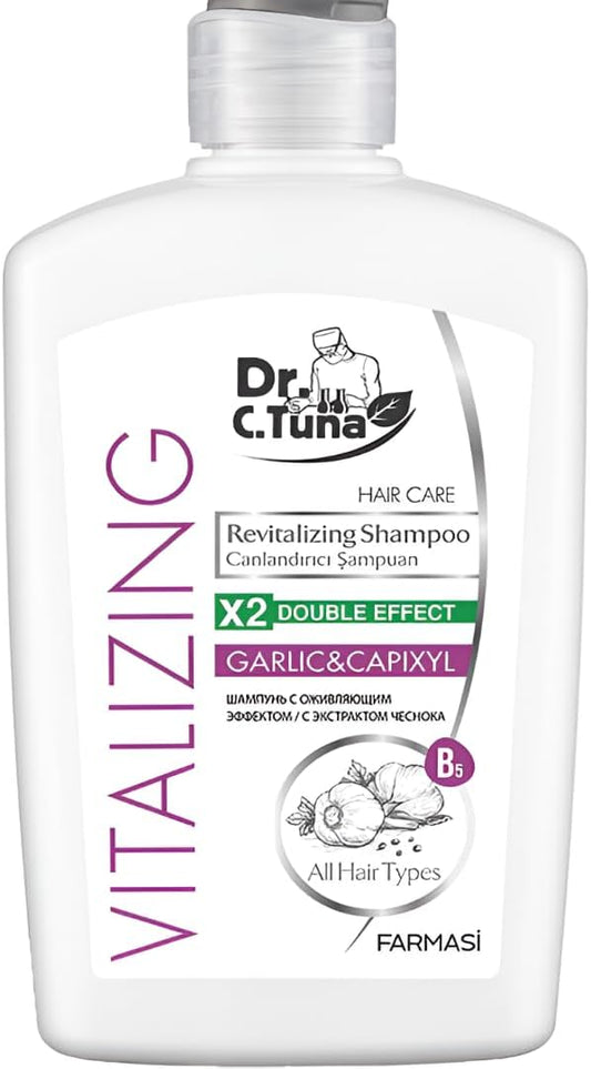Dr. C. Tuna Tuna Capixyl Revitalising Shampoo White Garlic 500 Ml - 2 Packs For All Hair Types, Strengthens, Nourishing, Antioxidant