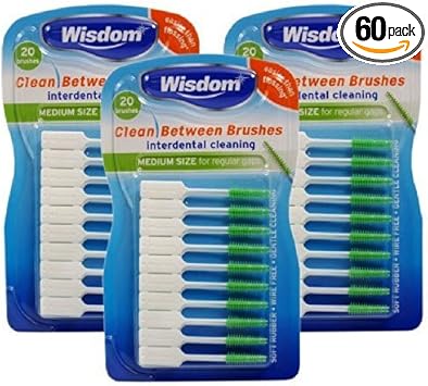Wisdom Wis6565 Medium Green Clean Between Interdental Brushes - Total 60 By Wisdom