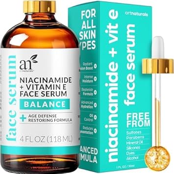 Artnaturals Niacinamide Face Serum - Advanced Serum With Hyaluronic Acid - Vitamin B3, Saffron And Sunflower Oil - Pore Reducer - 4 Oz