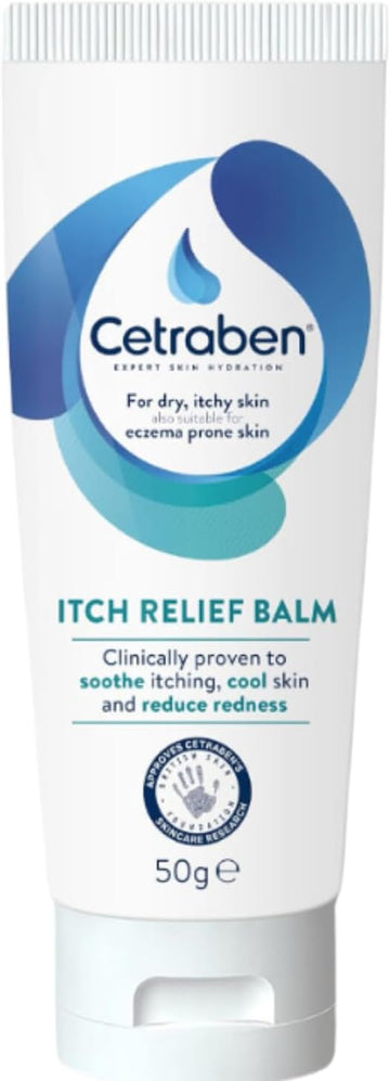 Cetraben Itch Relief Balm, For Dry, Itchy, Sensitive And Eczema-Prone Skin, Clinically Proven To Soothe Itching, Cool Skin, And Reduce Redness. Relieves Flare-Up Patches, Fragrance Free, 1 X 50 Ml