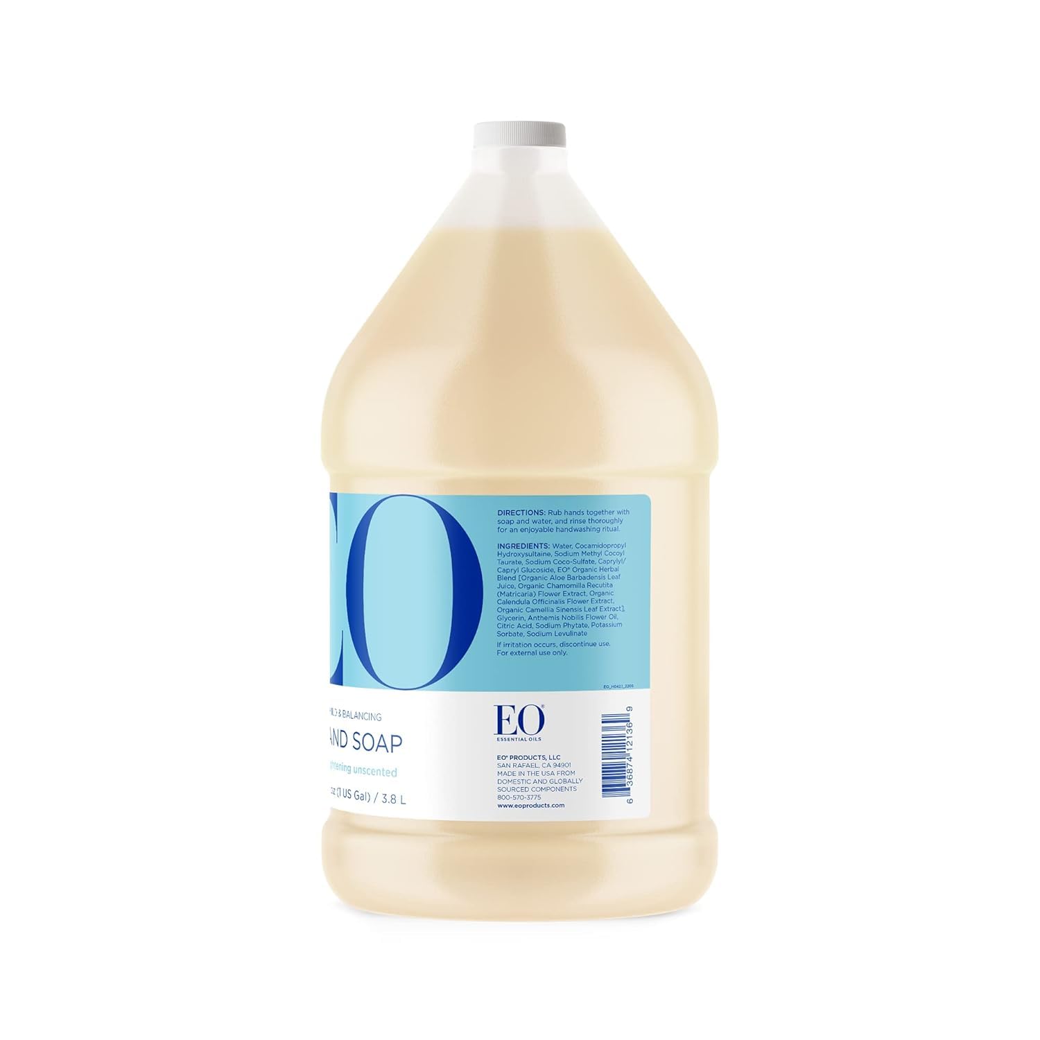 Eo Liquid Hand Soap Refill, 1 Gallon, Unscented, Organic Plant-Based Gentle Cleanser With Pure Essential Oils : Hand Washes : Beauty & Personal Care
