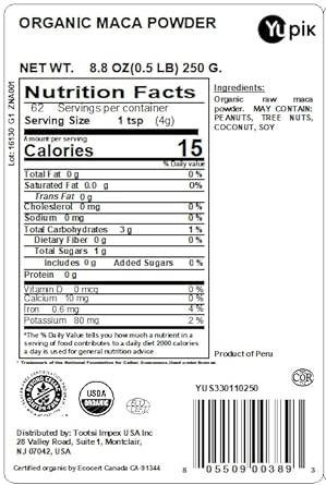 Yupik Organic Superfood, Maca Powder, 8.8 Oz, Non-GMO, Vegan, Gluten-Free