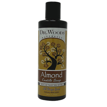 Dr. Woods Almond Liquid Castile Soap - Castile Soap With Pure Almond Oil, Body Wash For Men And Women, Contains Organic Shea Butter, Natural Cleaner For Face, Hands, And Body - 8 Fl Oz