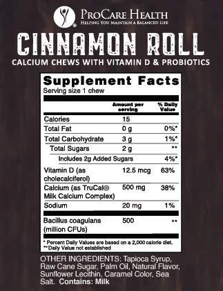 ProCare Health | Calcium Soft Chew | Cinnamon Roll l 30 Count
