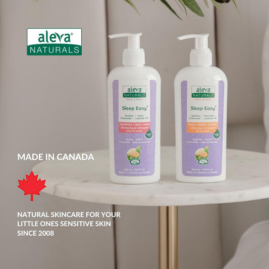 Aleva Naturals Sleep Easy Calming Relaxing Bedtime Baby Lotion, For Babies And Toddlers, Enriched With Lavender And Chamomile Oils, Sensitive Skin Friendly, Organic Ingredients - 8 Fl Oz