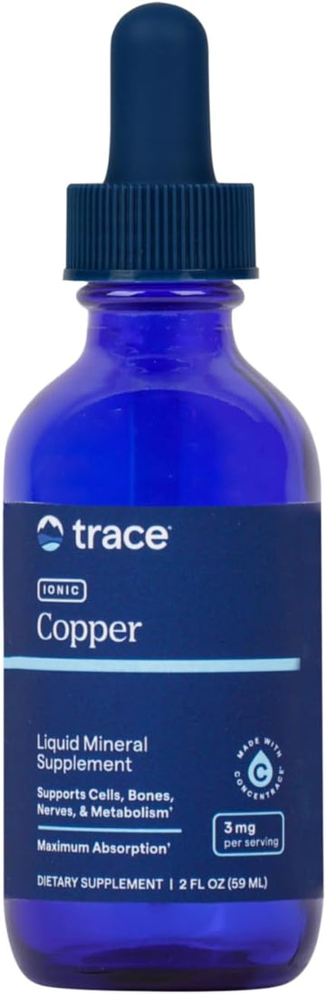 Trace Minerals Ionic Copper - Bone & Energy Support Supplement - Copper Supplement To Support Enzymatic Reactions - Liquid Supplement To Aid Healthy Connective Tissue - 2 Fl Oz (About 48 Servings)